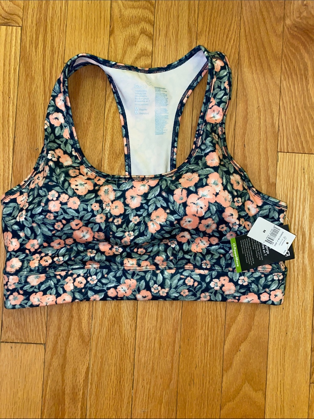 GapFit PowerMove T-Back  Sports Bra Floral Size M / NWT